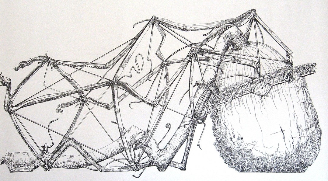 1. Dysfunctional Systems #08, ink on paper, 22” x 30” (2014)