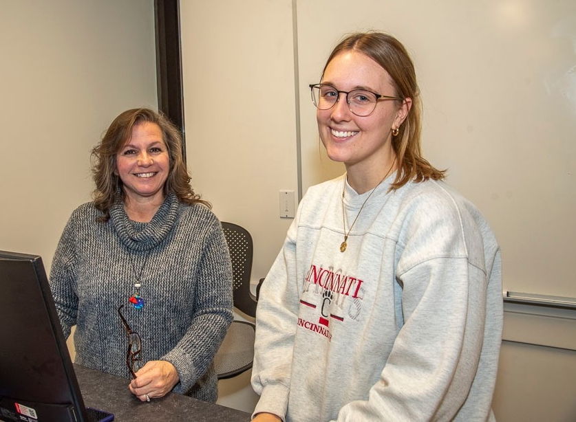 Sophia Sharpshair with professor