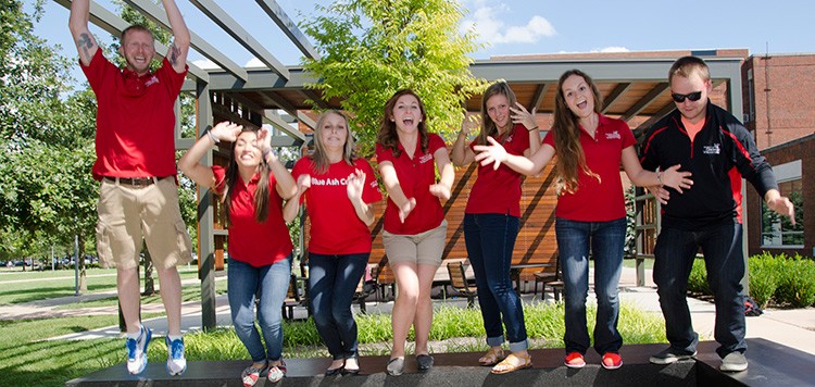 Student ambassadors celebrating success on campus