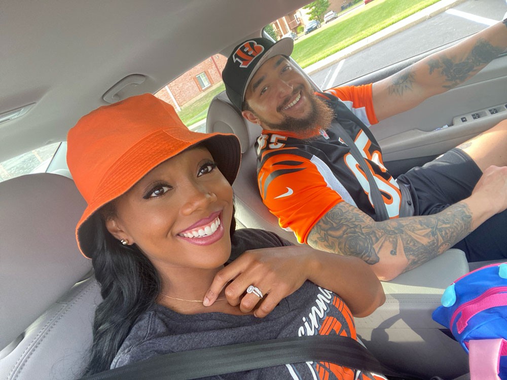 Cortney Matthews and husband in Bengals gear