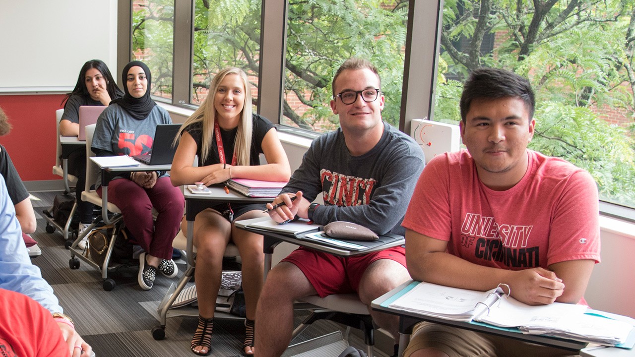 Professor and students in a classroom