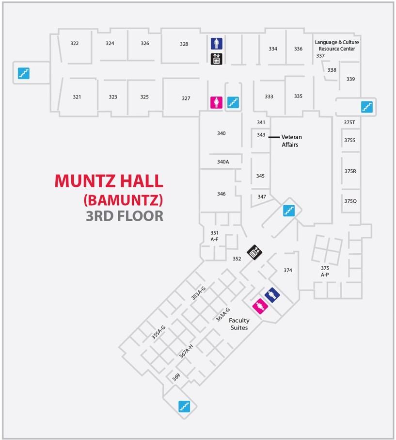 Muntz Hall third floor layout map